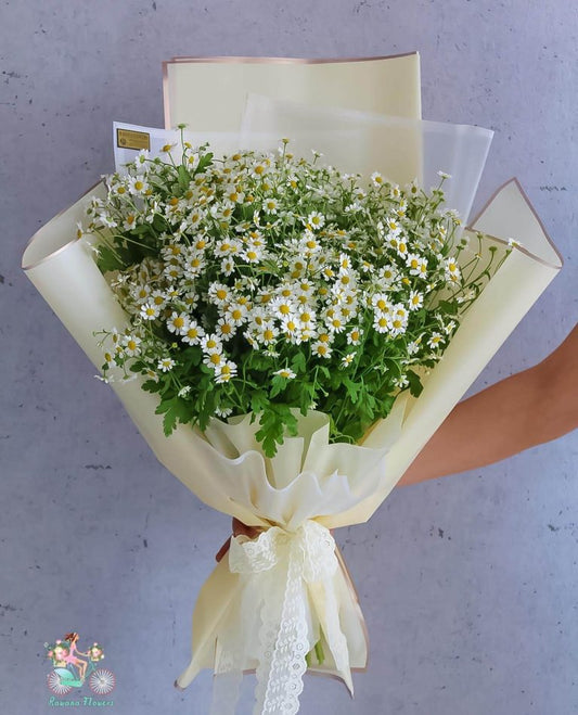 With chamomile flowers I feel good